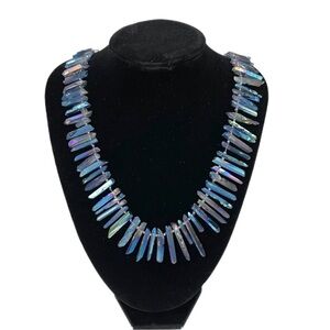 Rainbow Hematite Spike Necklace 22” Sparkly Stone Healing